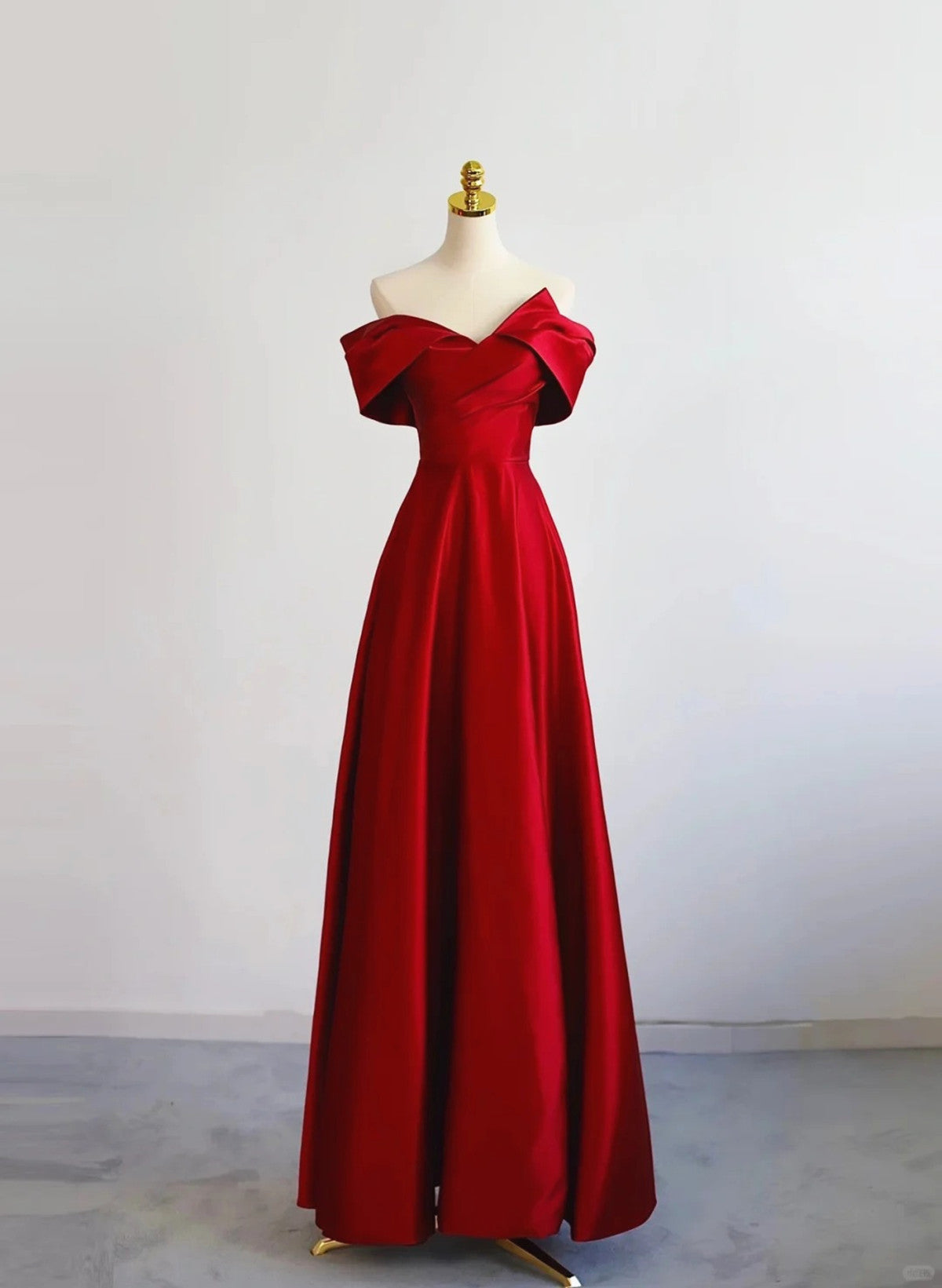 red off the shoulder sweetheart dress Red Satin Off Shoulder Sweetheart Long Party Dress, Red Satin Prom Dress Custom size / Red