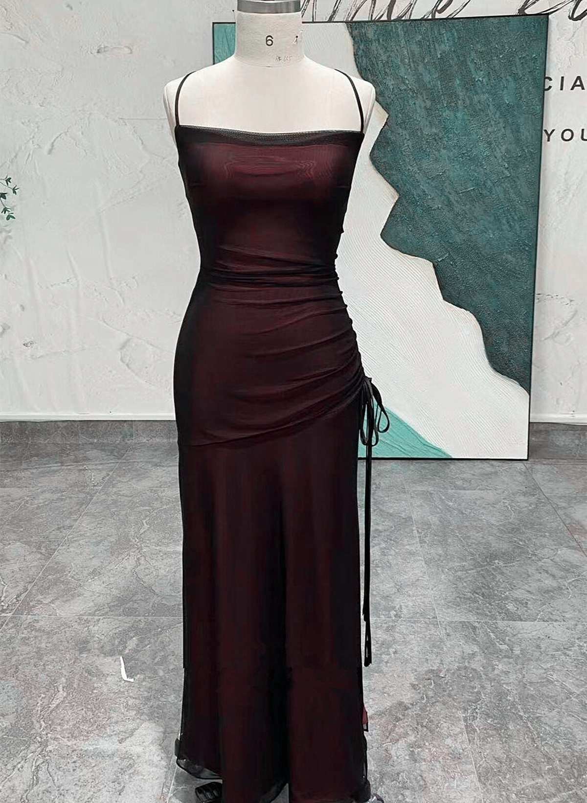 Chic Black and Red Long Cross Back Party Dress, Black and Red Wedding Party Dress Custom Size / Black and Red