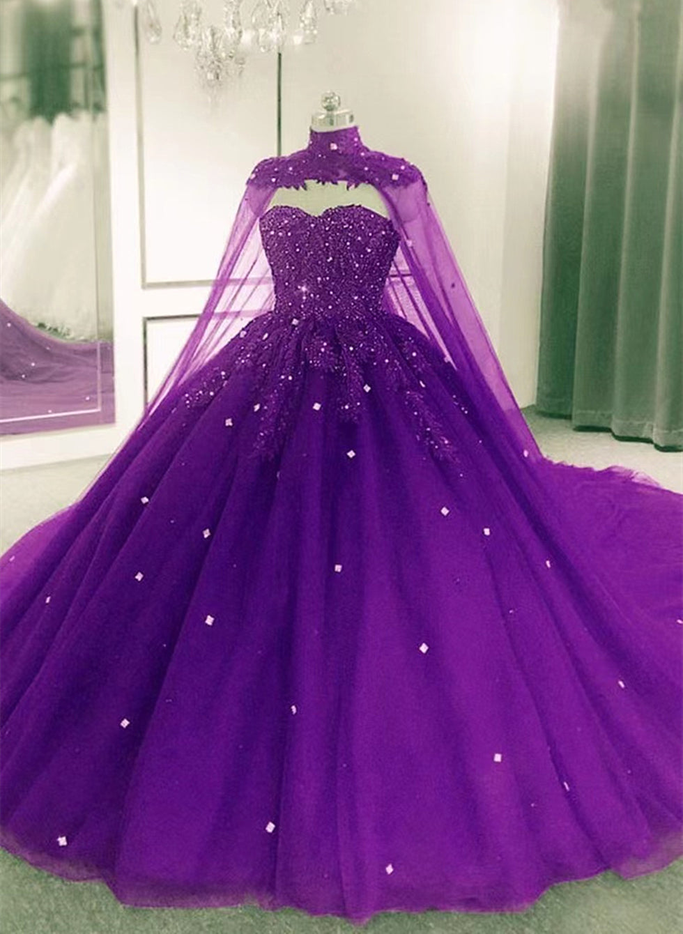 Purple Off The Shoulder Ball Gown,Purple Sweet 16 Dress  Y6600 main image 1