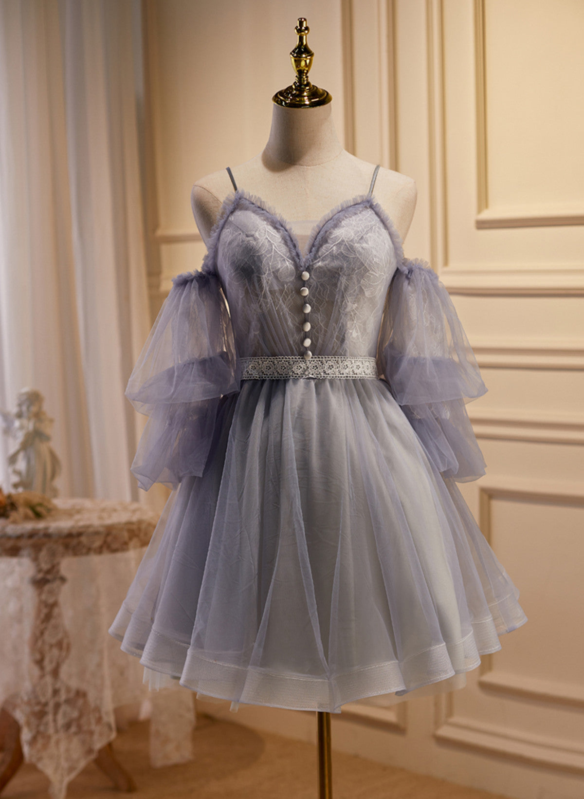 off the shoulder tulle dress short Off Shoulder Short Tulle Party Dress with Lace, Off Shoulder Homecomin –  BeautyDressy