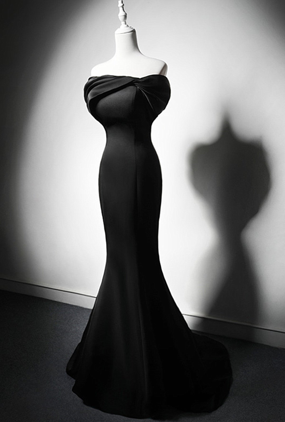 black mermaid tail prom dress Black Mermaid Satin Off Shoulder Evening Dress, Black Satin Prom Dress –  BeautyDressy