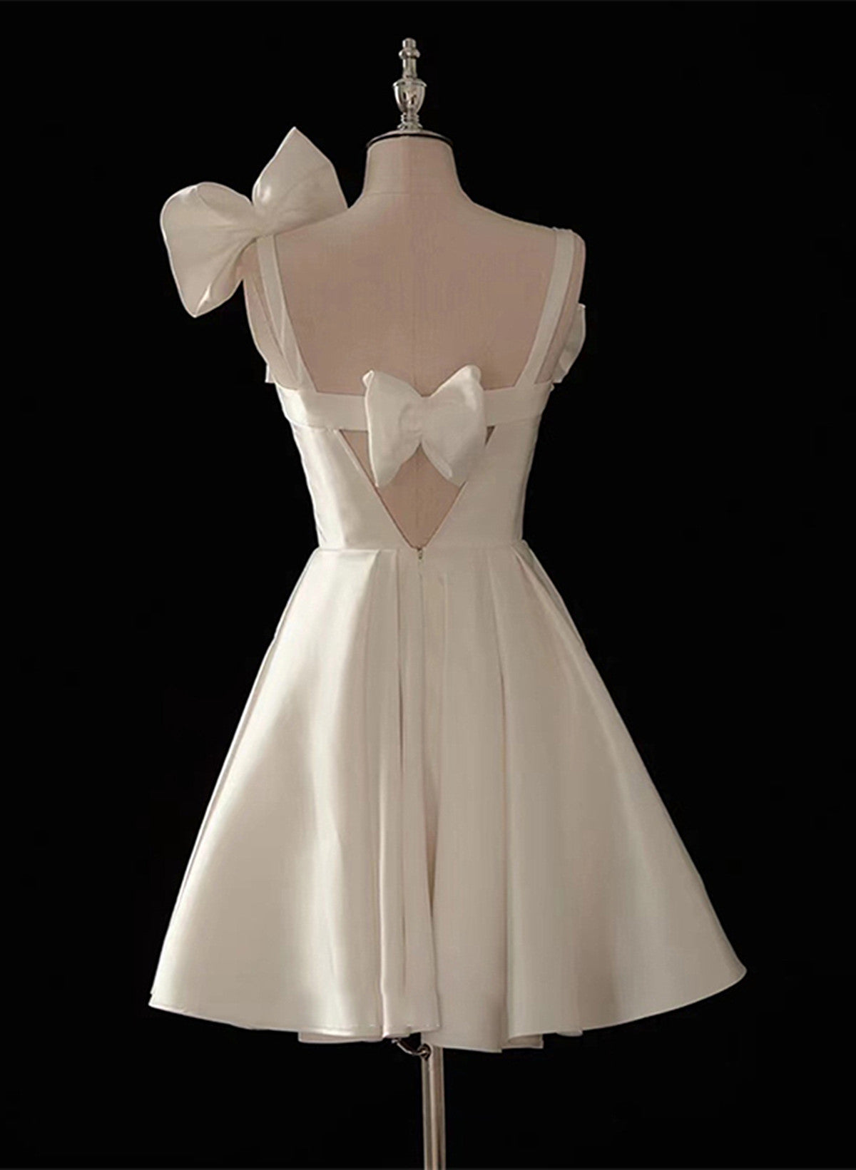 Cute White Satin A Line Short Birthday Dress Women Dress main image 1