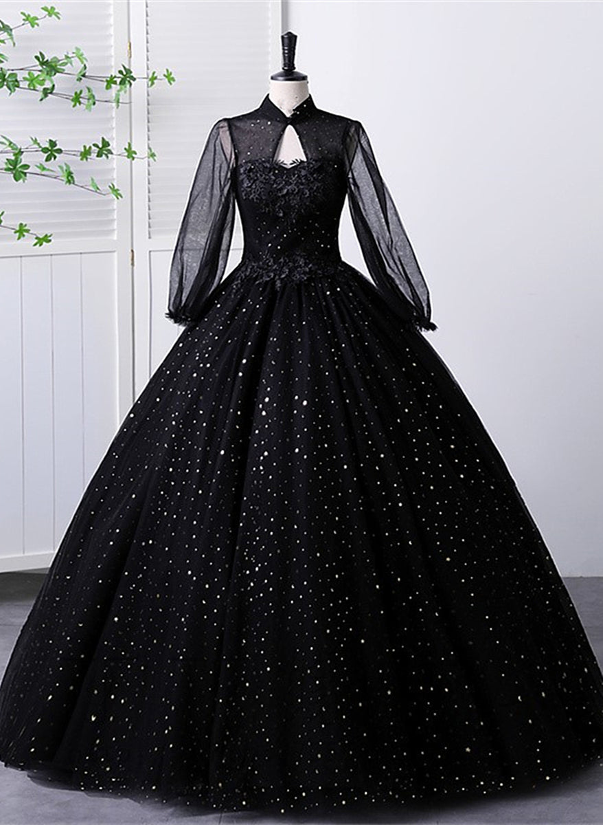 Gothic Black Off The Shoulder Ball Gown,Sweet 16 Dress Y5758