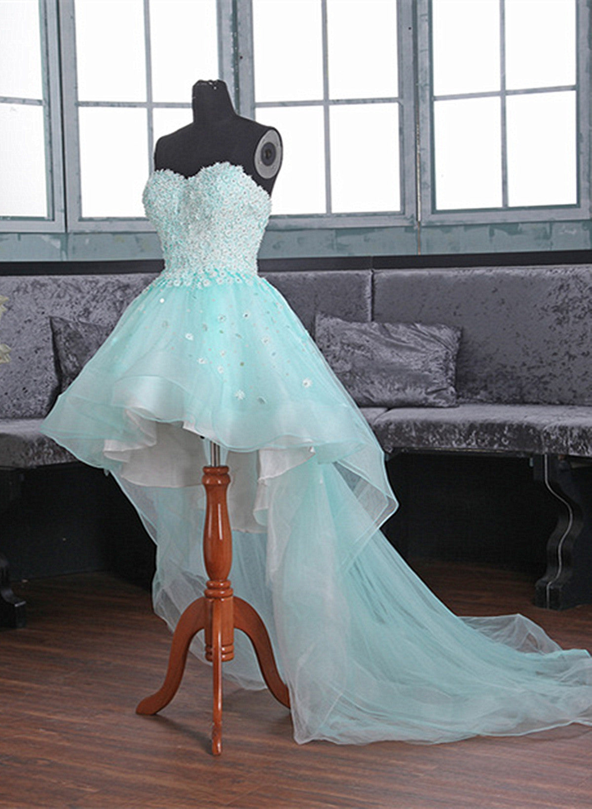 blue prom dresses short front long back Light Sweetheart Lace Applique High Low Party Dress, Blue Homecom – BeautyDressy As Pictures 18-24 months SHEIN Belle Curve Elegant size:2