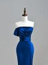 Royal Blue Scoop Neck Lace-Up Pleated Mermaid Gown