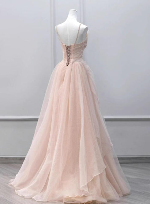 VeraQueen Girl's Off-Shoulder Tulle Pageant Dress - Long Princess Birthday Party Dress In Pink - View #5