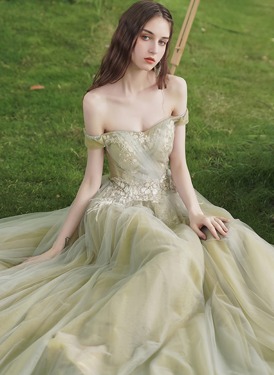 Light Green Fairy Prom Dress Green Color, Green Tulle Long Wedding Party Dress US Size 18w / D Light Green Fairy Prom Dress Green Color, Green Tulle Long Wedding Party Dress US Size 18w / D