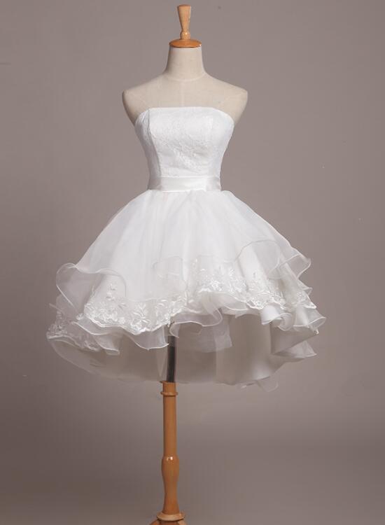 white puffy dress short For Girls 10y Lovely White Lace and Organza