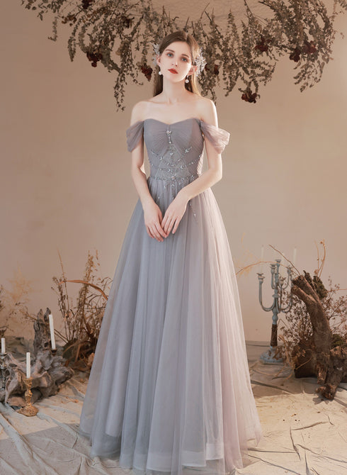 9102 Grey Draped Tulle Detail Dress