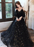 Black Bow-Strap A-line Prom Dress