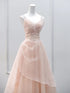 Dark Pink Tulle Beaded Layer Tulle Long Evening Dress, Charming Prom Dress .DS3044