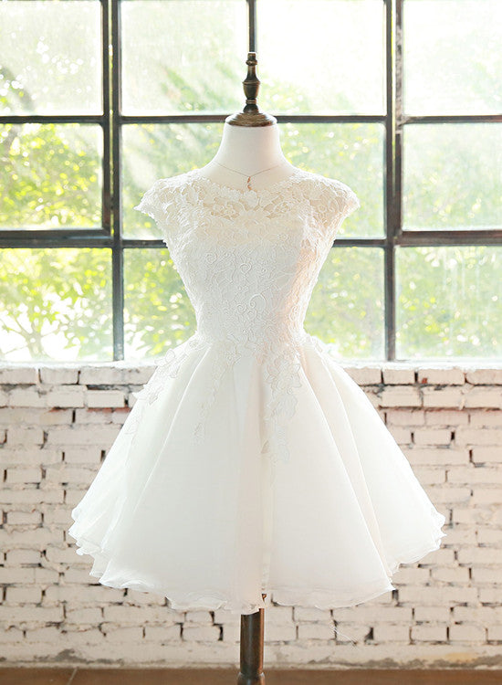 Simple White Cute Lace Short Graduation Dress, Lovely Party Dresses US size 26W / White Simple White Cute Lace Short Graduation Dress, Lovely Party Dresses US size 26W / White