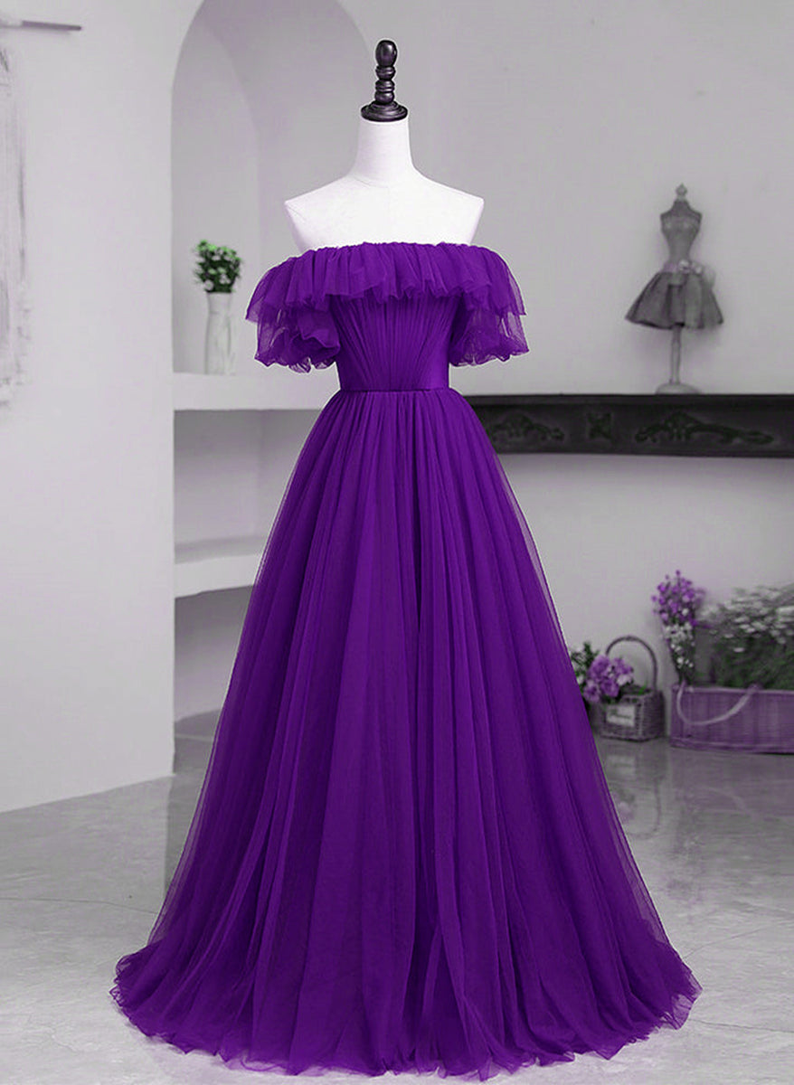 Beautiful Purple Off Shoulder Homecoming Dress