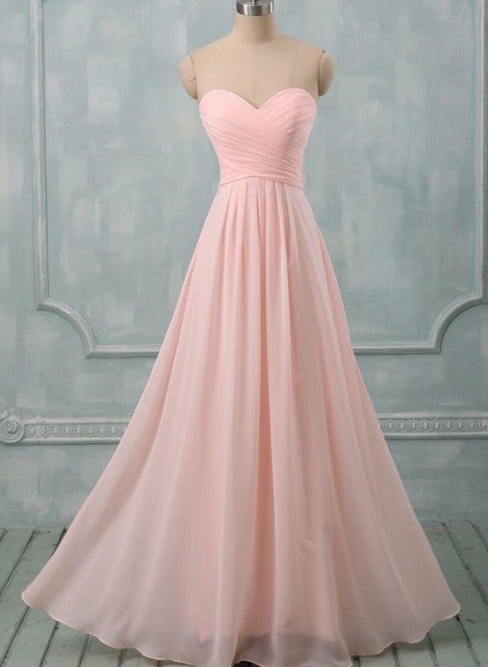 knee length dresses for ladies Lovely Light Pink Sweetheart Long Bridesmaid Dress, Long Prom Dress US Size 16W / Pink
